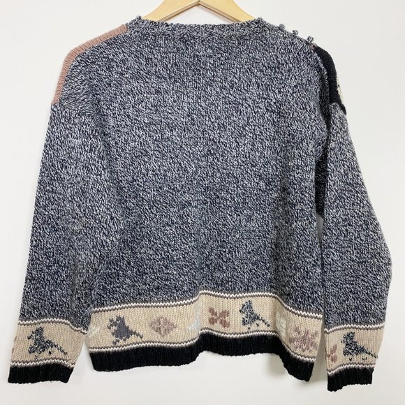 Eddie Bauer Sp Wool Knit Hearts Pom Pom Artsy EUC - Picture 2 of 5